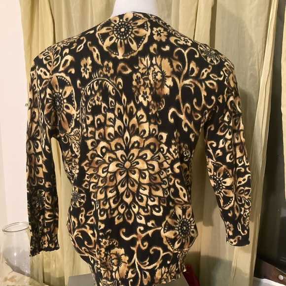 🌈 Jones New York Dahlia mandala v neck cotton cardigan small - Picture 4 of 6